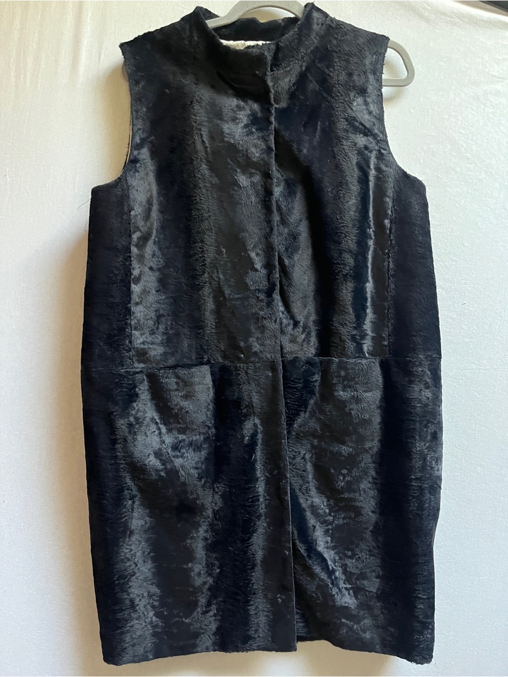 'S Max Mara Faux Fur Sleeveless Dress Vest Black 8